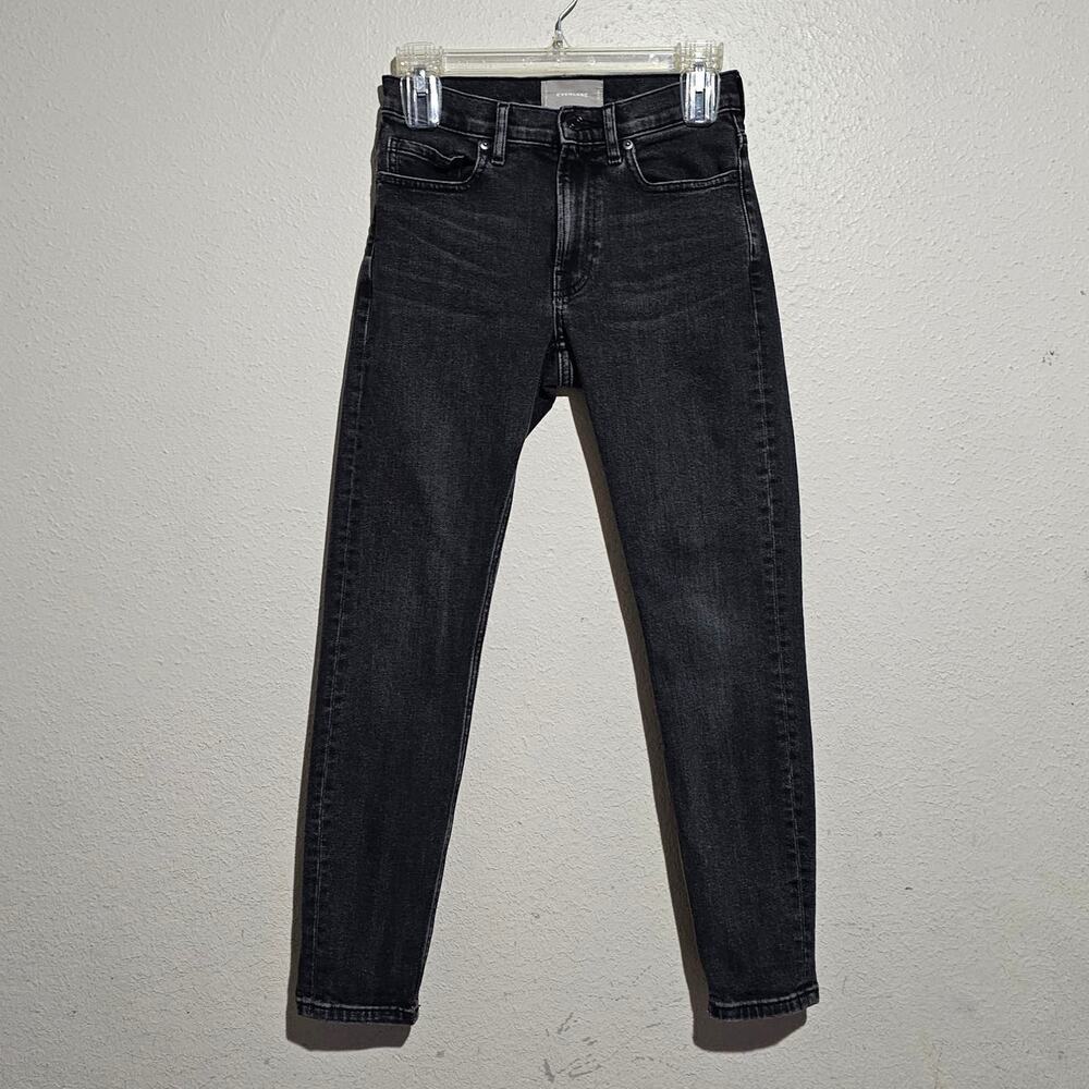 Everlane Black Wash Ankle Mid Rise Jeans Women 25 Zipper Fly Cotton Elastane